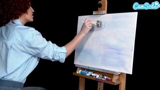 Ryan Keely bob ross cosplay går vild vid tiden för målning