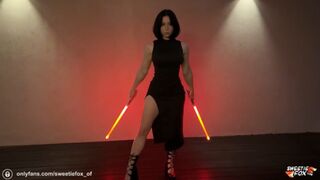 Sith flicka i klackar i hemlighet knullar Jedi naboon