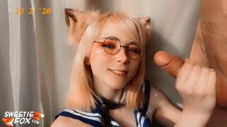 Söt räv suger på grannens kille och sväljer allt i cosplay