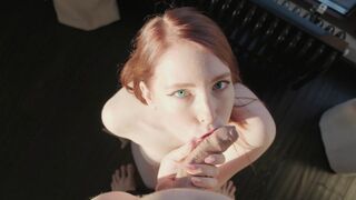 Mollyredwolf's fiery blow jobb - het cum i munnen pov i