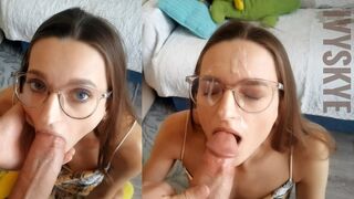 Mostoha flicka förförelse: Suck the big dick och svälja allt
