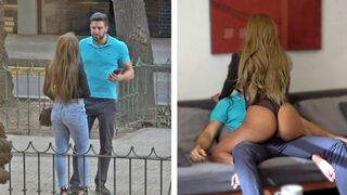 Hot Venezuela flicka blir rik gringo dick i svart thong