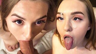 Teenage oralt arbete förtrollat, ahegao blowjob skytte ansikte