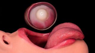 Närbild: Hot Condom Blowjob! Han tog av kondomen och hans mun sköts två gånger!
