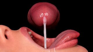 Närbild: Bästa gratis blowjob för din spritzing! Använd din fitta för att njuta av! Hot cock suger asmr