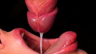 Närbild: Bästa Blowjob för din dick! Asmr språk och läppar spel