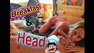 Frukost blowjob och vild trippel på campingen