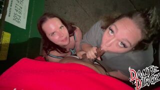 Dubbel blowjob i Miami gränd med Katja miyatovich och ruby etikettle