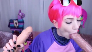 Fortnite kostym tjej suger falska kukar