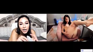 Evelyn Claire och Gianna Dior teen lesbisk webcam självförnöjelse